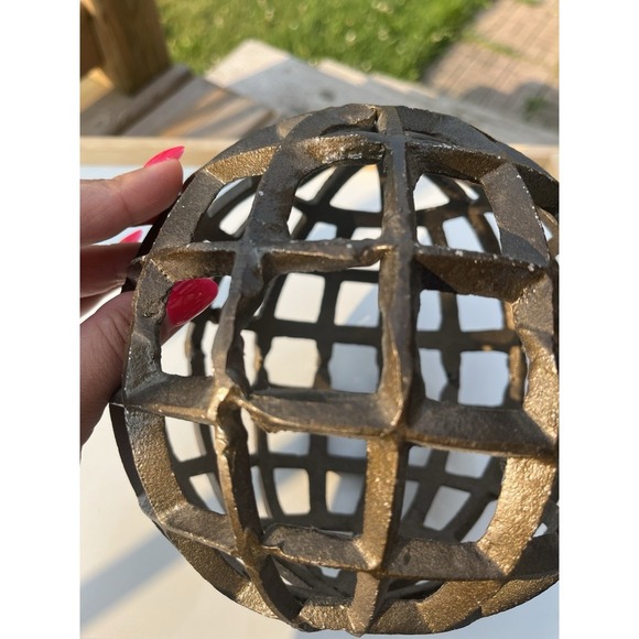 Vintage Unique Decor Metal Geometric Sphere/Ball heavy - Picture 5 of 10